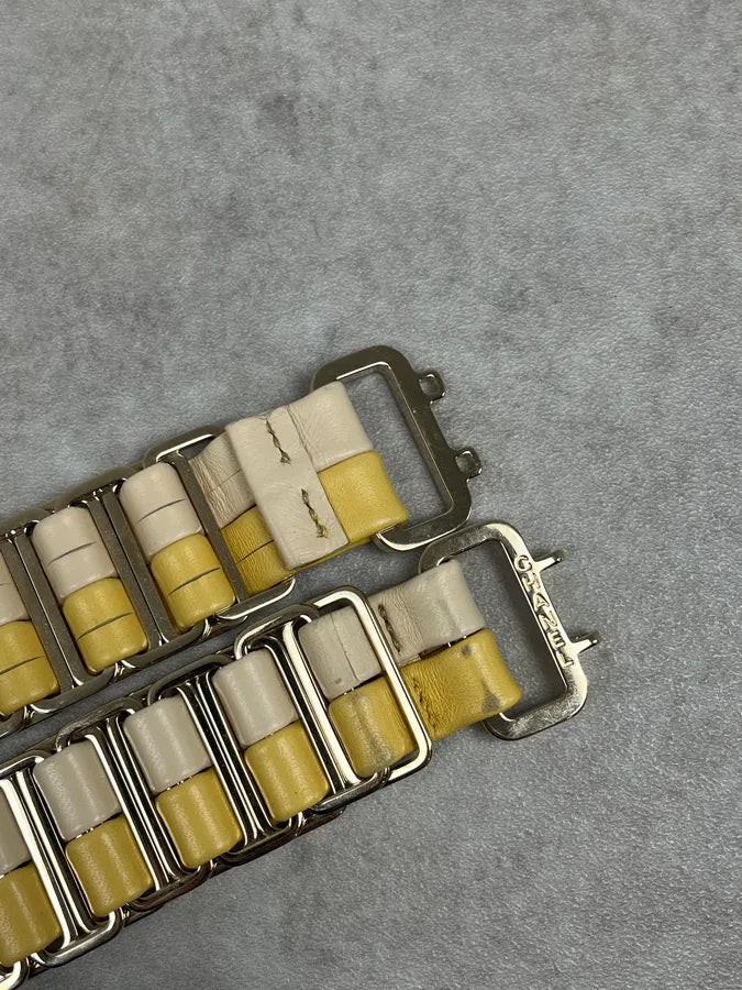 Chanel Cream & Yellow Steel And Leather Belt dYddPMA 6