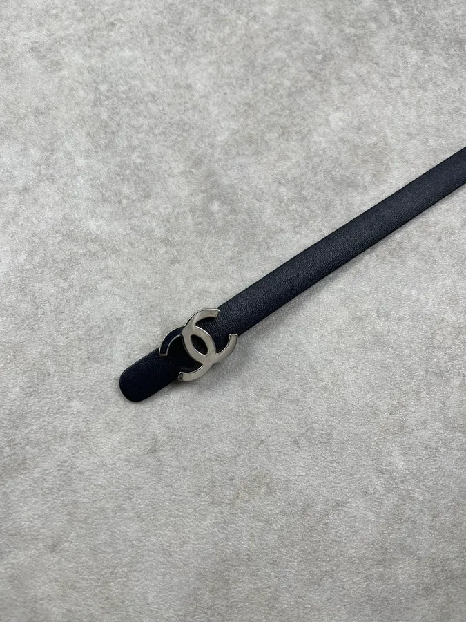 Chanel Double C Buckle Navy Leather Belt RaHytCC 4