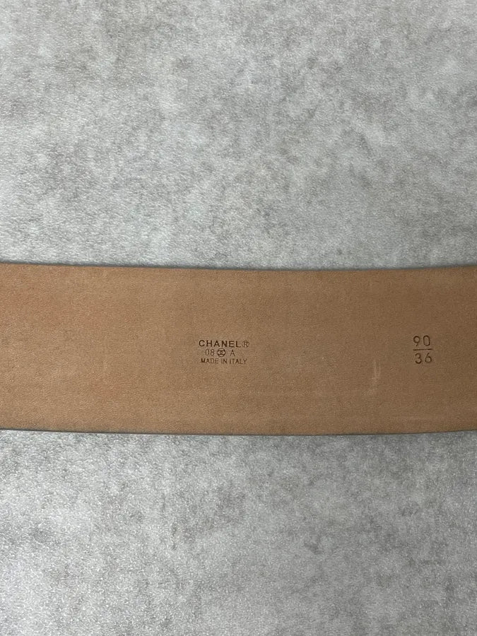 Chanel Silver Gold Leather Logo Propaganda Belt NOsAgap 6