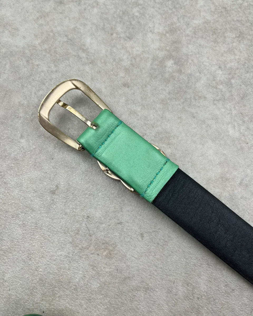 Chanel Green Leather Logo Bucke Belt kyAizBw 6