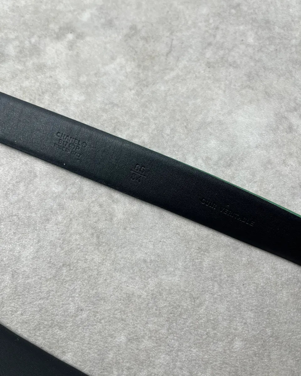 Chanel Green Leather Logo Bucke Belt kyAizBw 7