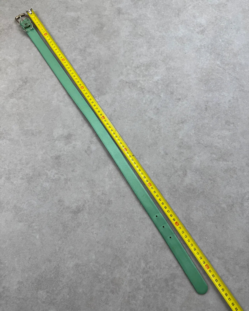 Chanel Green Leather Logo Bucke Belt kyAizBw 8