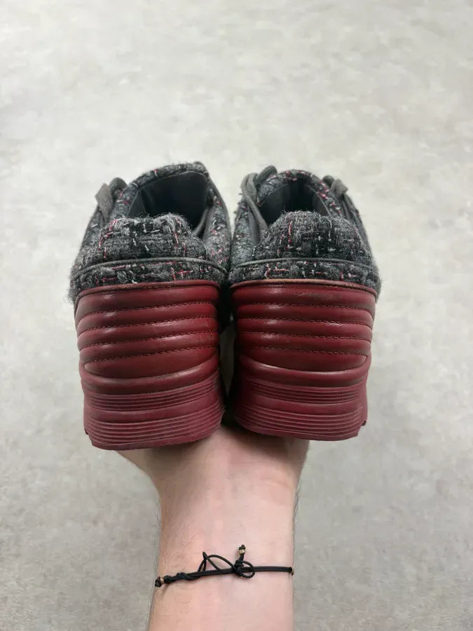 Chanel Grey & Burgundy Tweed Hybrid Sneakers iFJdFZX 7