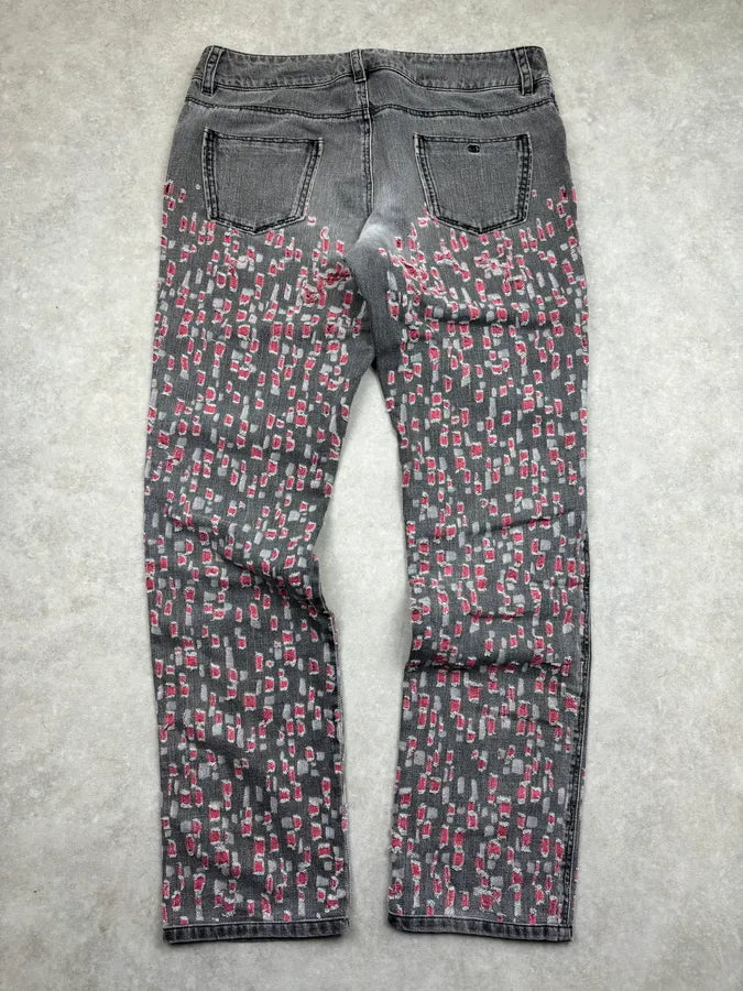 SS2011 Chanel Grey & Pink Denim Distressed Jeans ZxOllNI 6