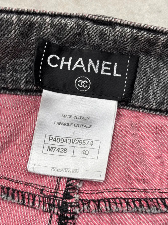 SS2011 Chanel Grey & Pink Denim Distressed Jeans ZxOllNI 12