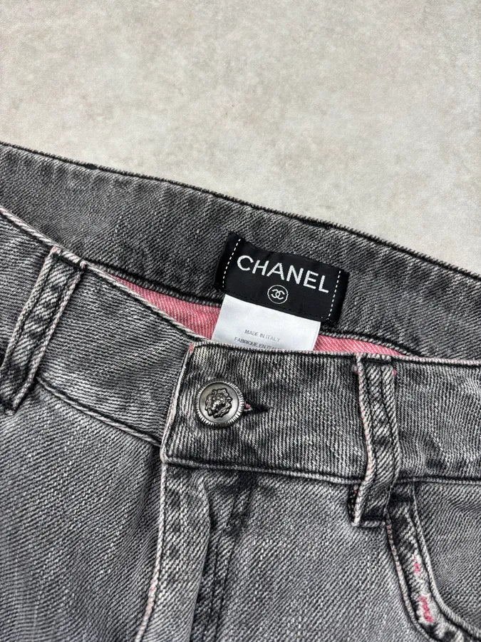 SS2011 Chanel Grey & Pink Denim Distressed Jeans ZxOllNI 9