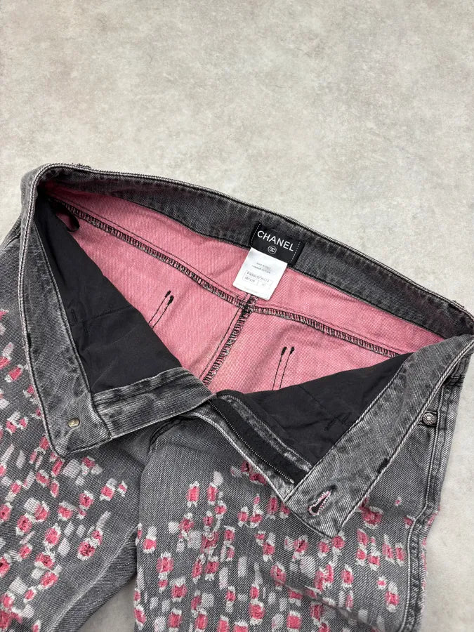 SS2011 Chanel Grey & Pink Denim Distressed Jeans ZxOllNI 11