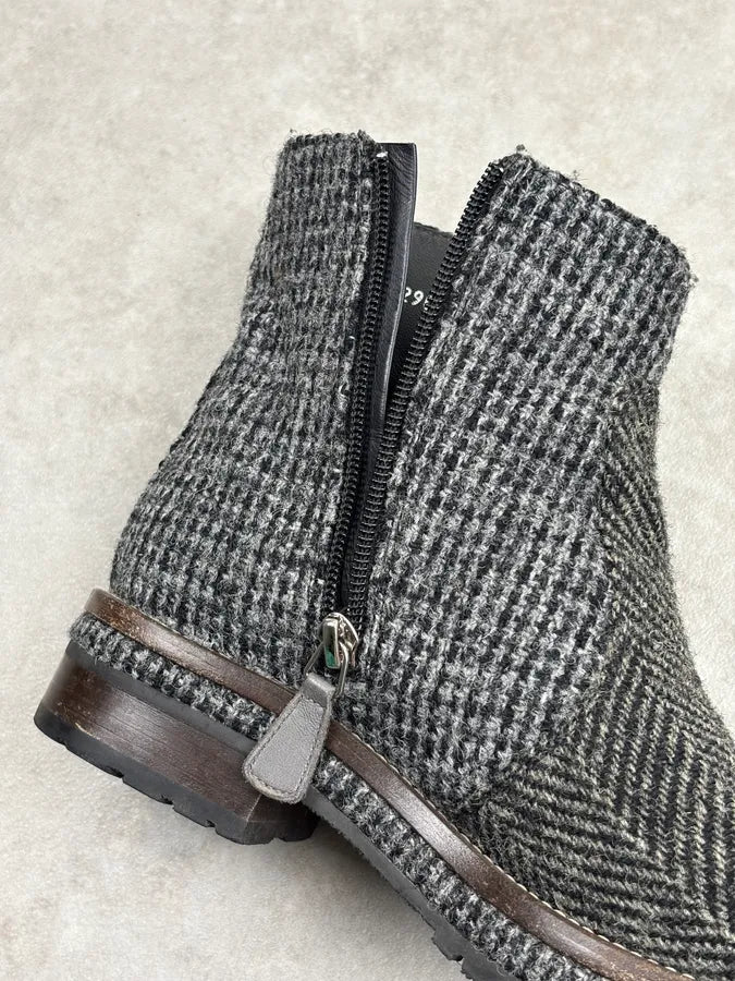 AW2013 Chanel Grey Tweed Tartan Wool Boots LJbOlbB 15