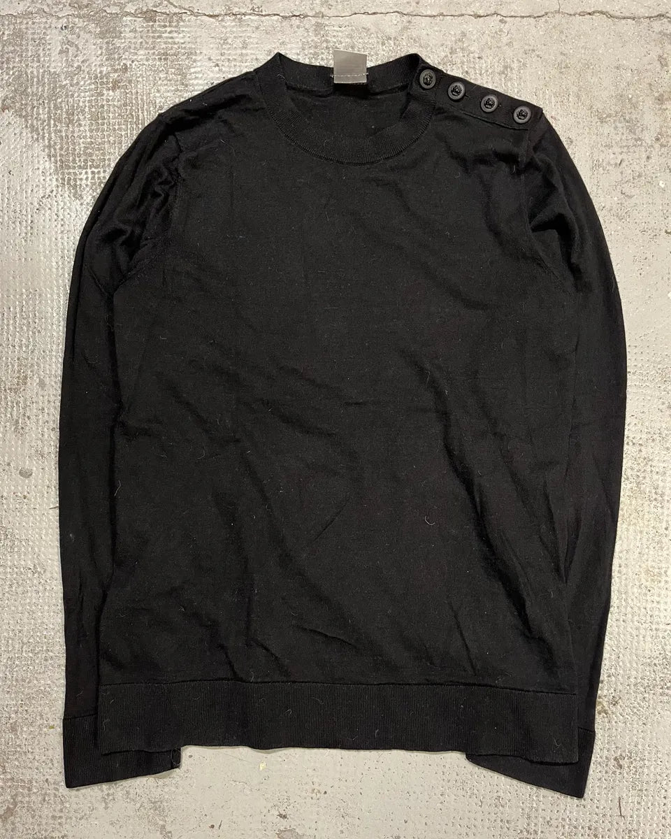 Chanel Head Shoulder Buttons Black Wool Sweater noViooW 3