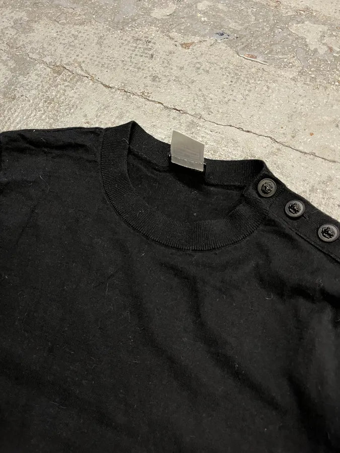 Chanel Head Shoulder Buttons Black Wool Sweater noViooW 4