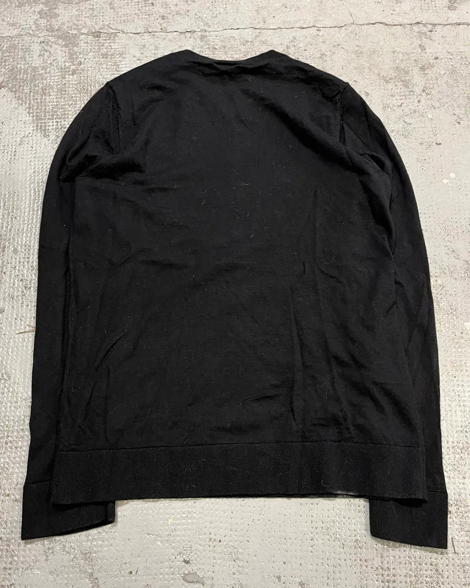 Chanel Head Shoulder Buttons Black Wool Sweater noViooW 7