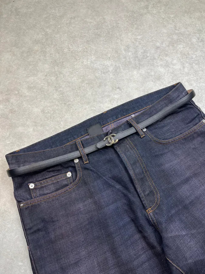 Chanel Logo Black Leather Belt rgJCAfN 2