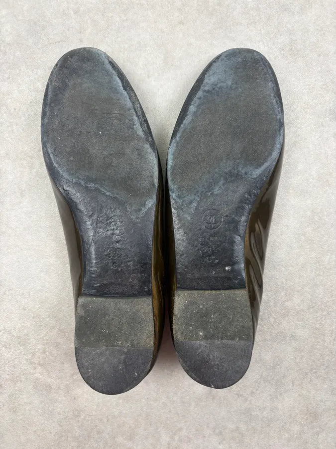 Chanel Metallic Brown Leather CC Logo Ballet Flats ryfvhdK 7