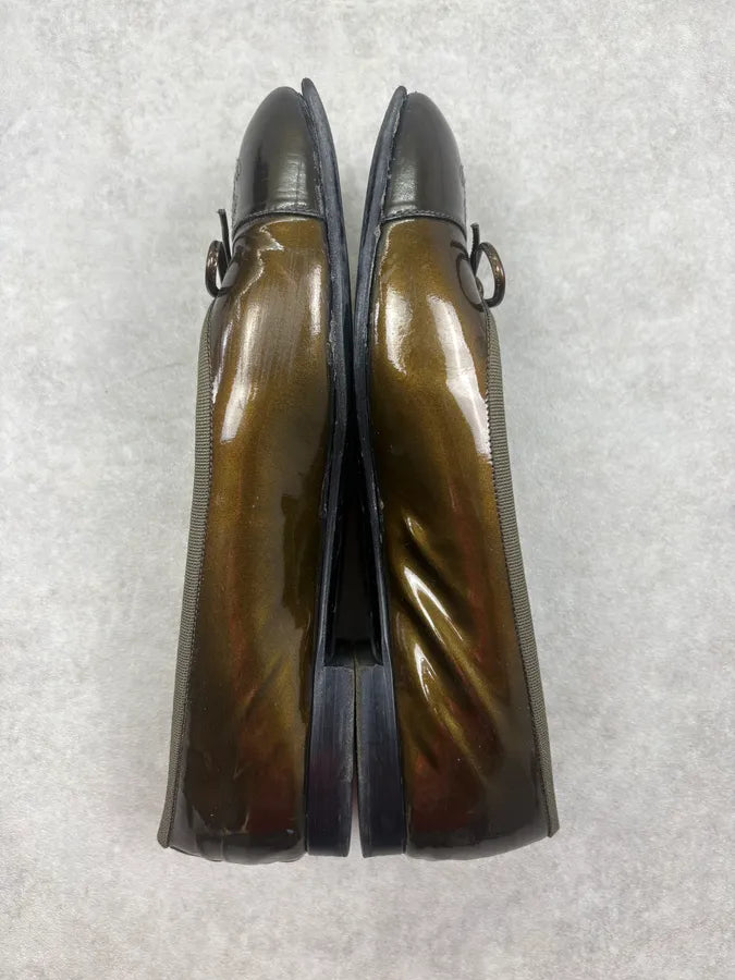 Chanel Metallic Brown Leather CC Logo Ballet Flats ryfvhdK 3