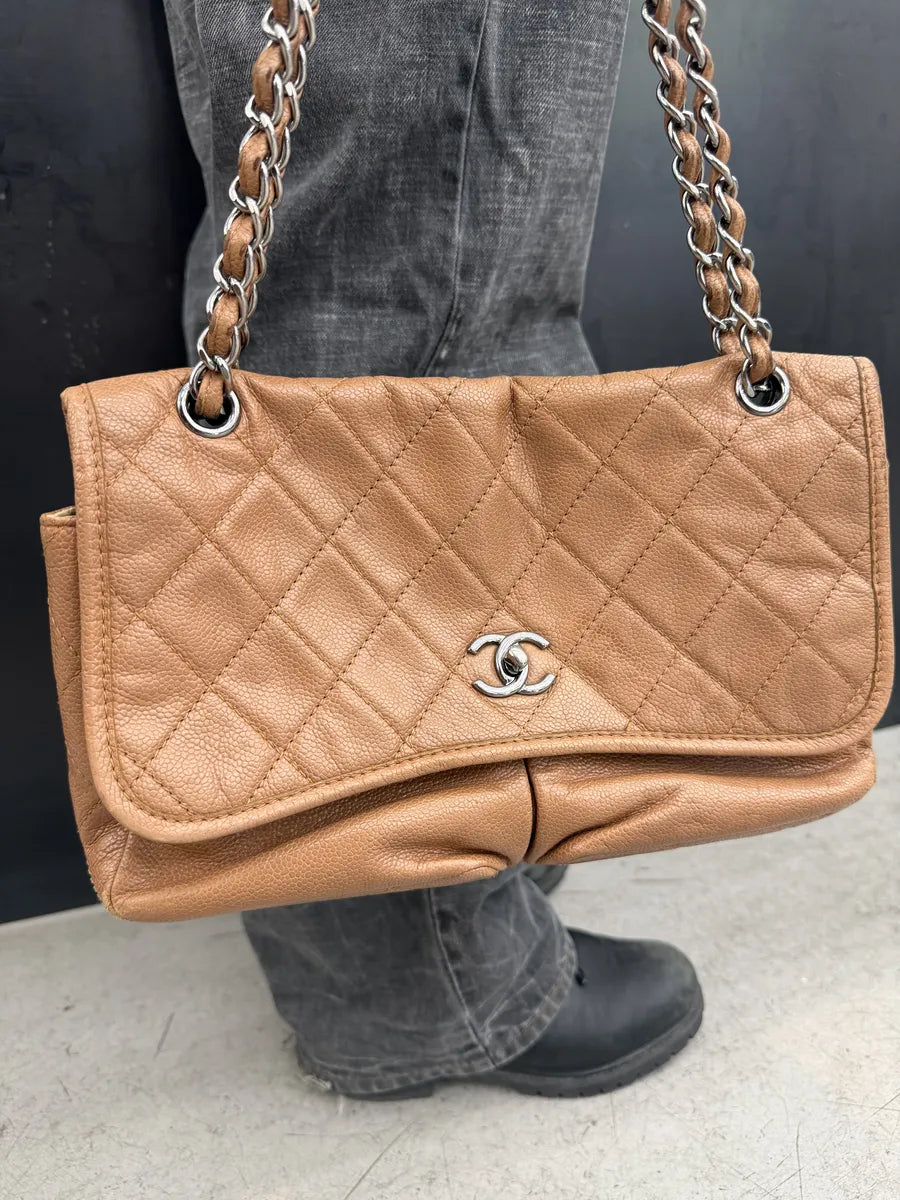 Chanel Natural Beauty Split Brown Leather Pocket Flap Bag NokmOdR 1