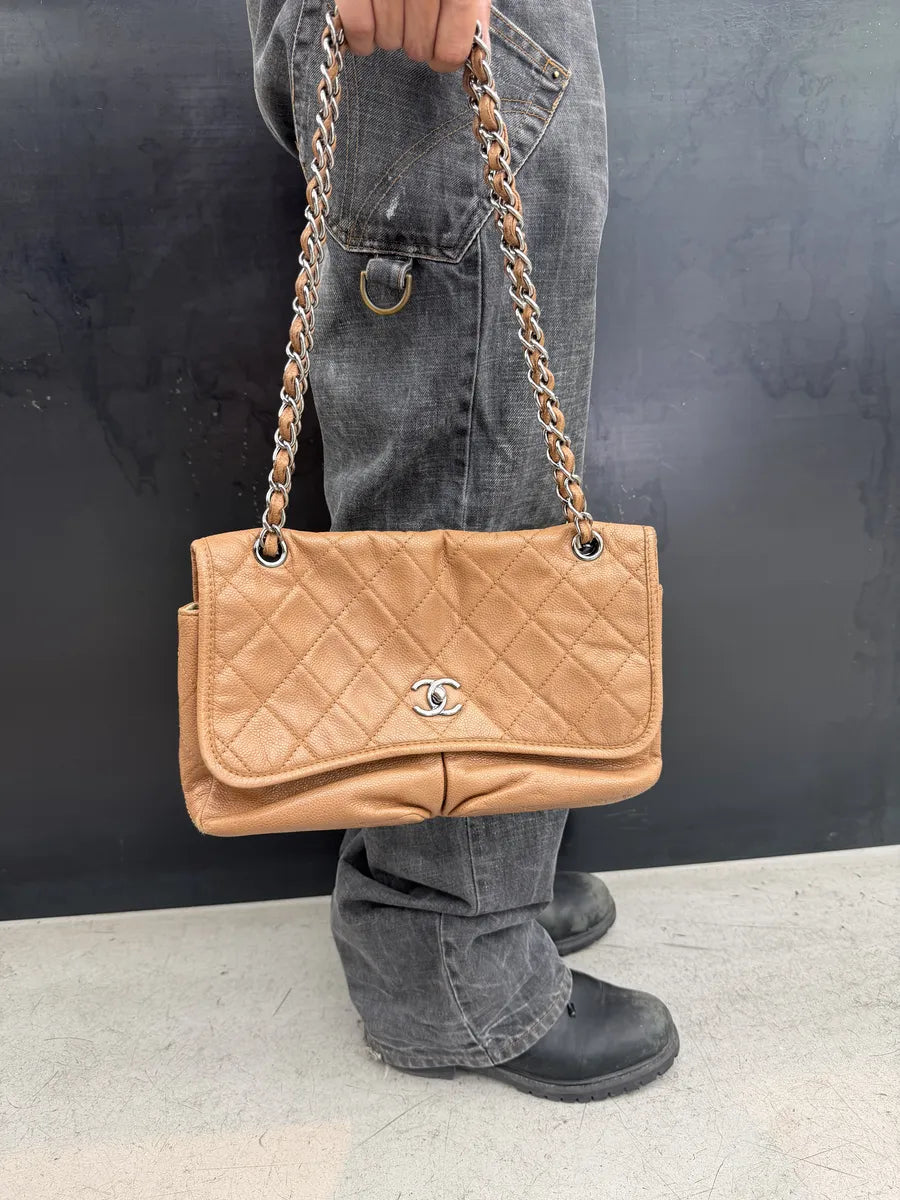 Chanel Natural Beauty Split Brown Leather Pocket Flap Bag NokmOdR 2