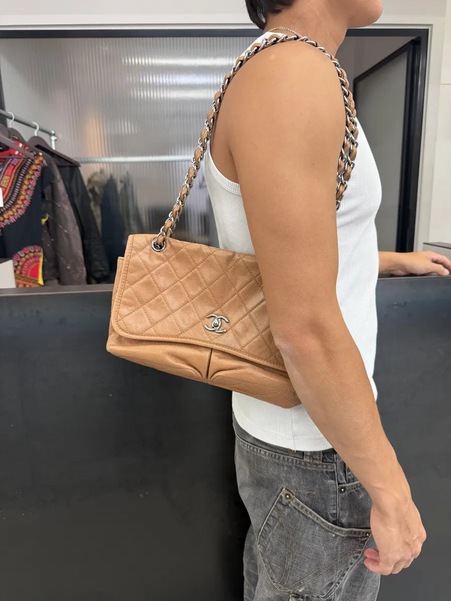 Chanel Natural Beauty Split Brown Leather Pocket Flap Bag NokmOdR 3