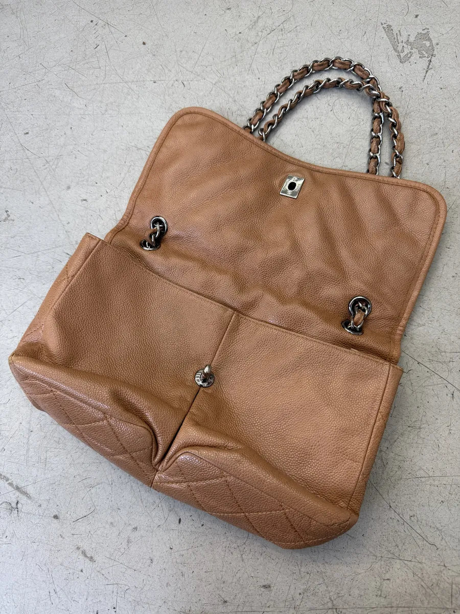 Chanel Natural Beauty Split Brown Leather Pocket Flap Bag NokmOdR 6