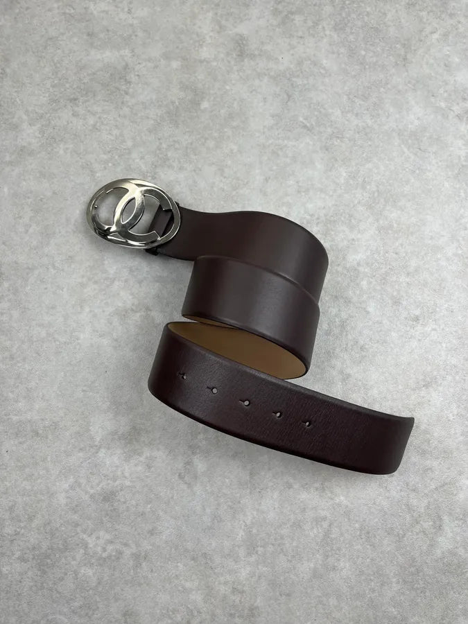 Chanel Silver CC Buckle Large Black Leather Belt Cxzmeev 2