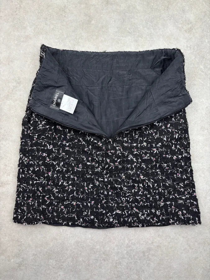 Chanel Tweed Black Midi Tailored Skirt qKQtNbl 9