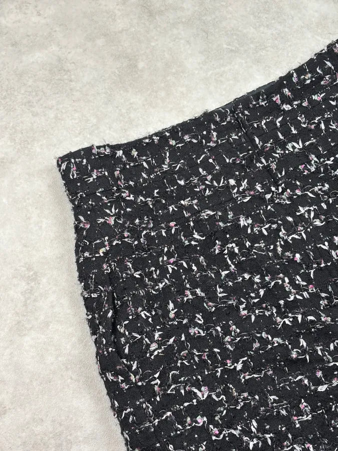 Chanel Tweed Black Midi Tailored Skirt qKQtNbl 7