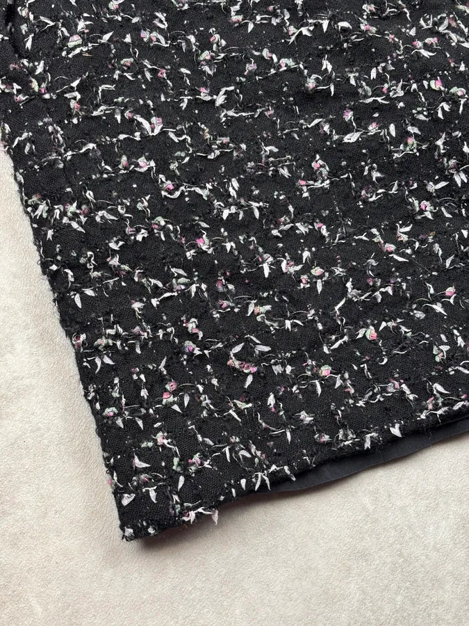 Chanel Tweed Black Midi Tailored Skirt qKQtNbl 8