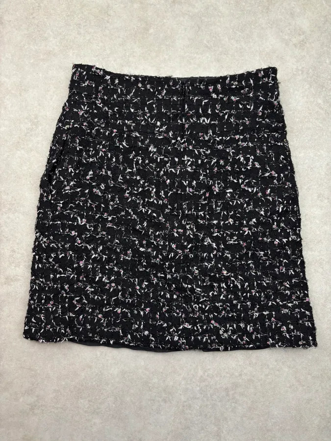 Chanel Tweed Black Midi Tailored Skirt qKQtNbl 6