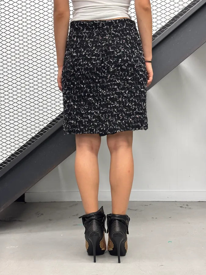 Chanel Tweed Black Midi Tailored Skirt qKQtNbl 2