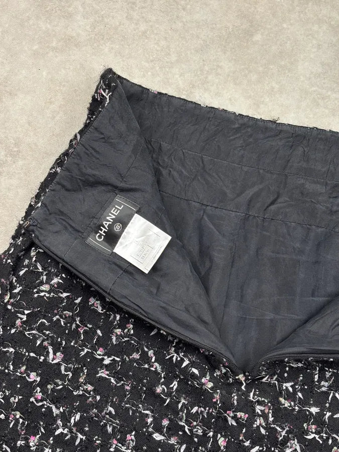 Chanel Tweed Black Midi Tailored Skirt qKQtNbl 10