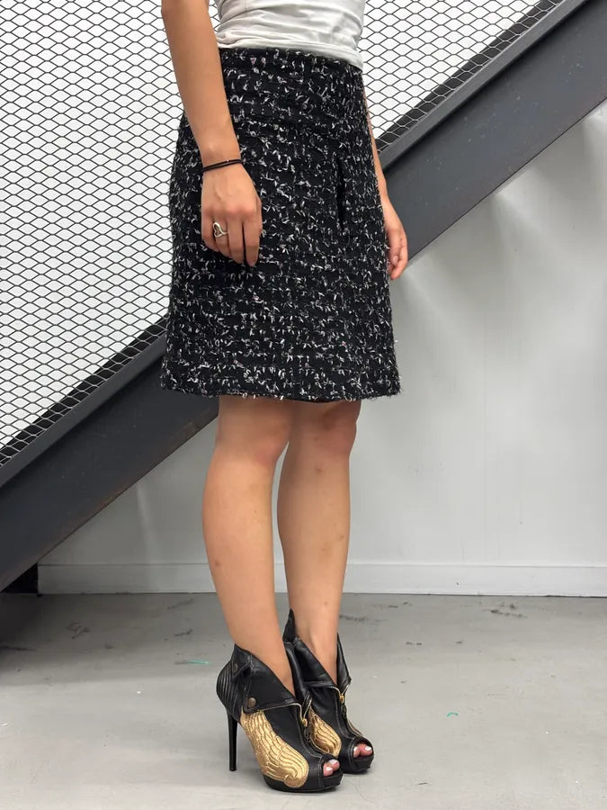 Chanel Tweed Black Midi Tailored Skirt qKQtNbl 1