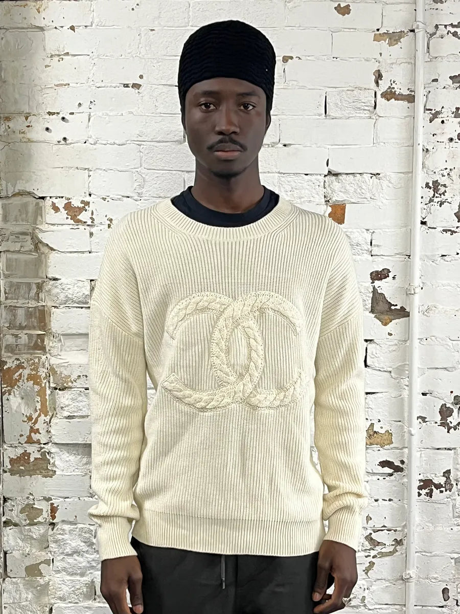 Chanel Uniform Logo Beige Sweater oXFhSFj 0