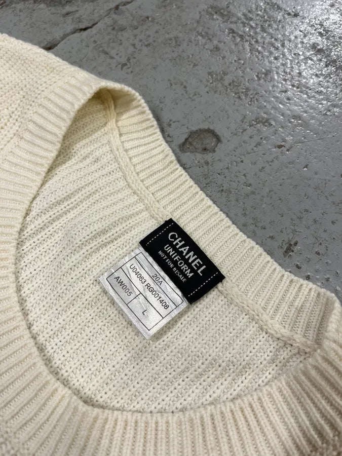 Chanel Uniform Logo Beige Sweater oXFhSFj 6