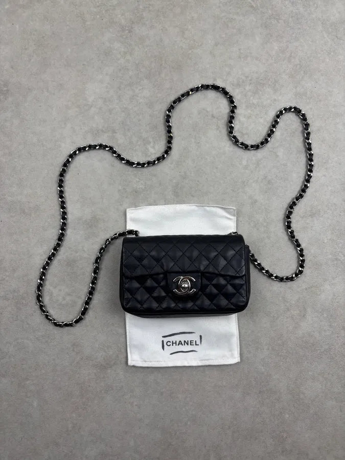 Chanel Mini Classic Timeless on Chain Black Leather Bag vRPzCRp 1