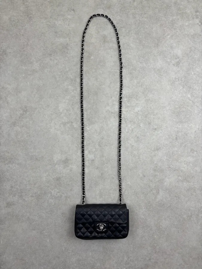 Chanel Mini Classic Timeless on Chain Black Leather Bag vRPzCRp 4