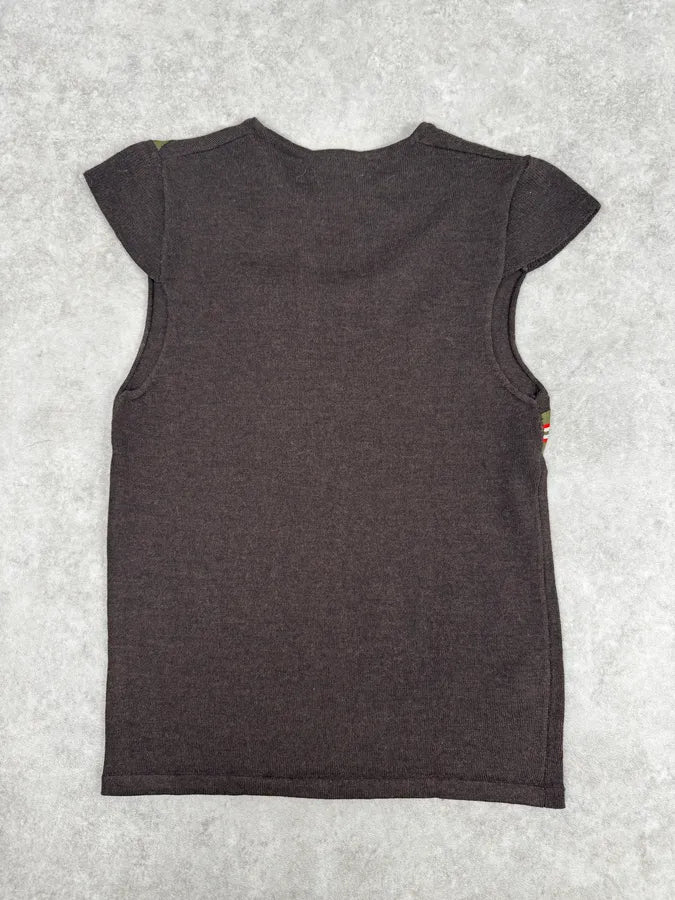 SS2006 Chloé Brown Stripe V-Neck Merinos Wool Top GnxWhRL 3