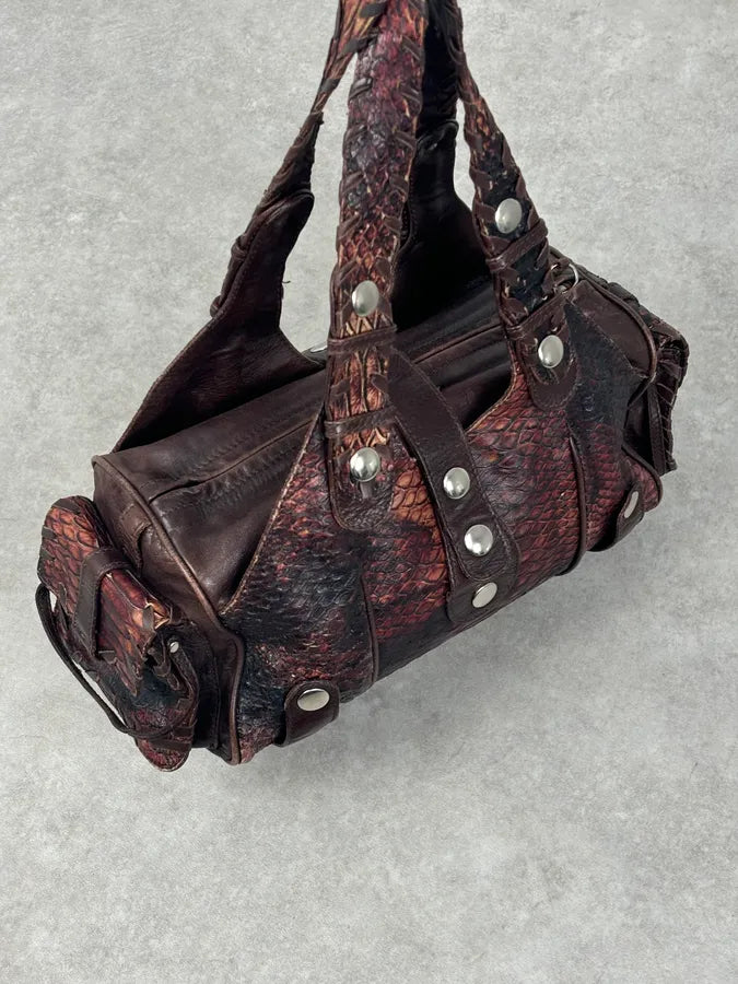 Chloé Red Burgundy Python Leather Silverado Handle Bag GhfUYLh 9