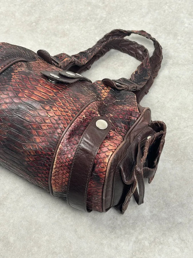 Chloé Red Burgundy Python Leather Silverado Handle Bag GhfUYLh 5