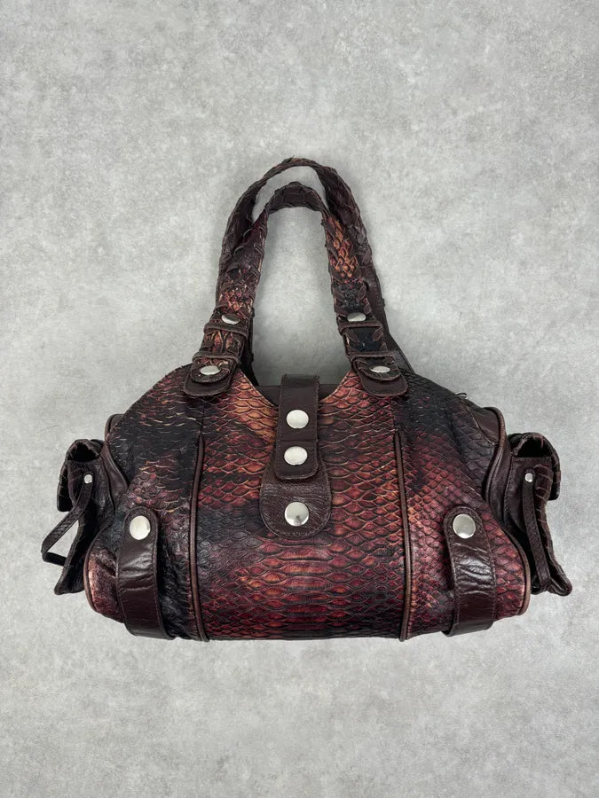 Chloé Red Burgundy Python Leather Silverado Handle Bag GhfUYLh 0