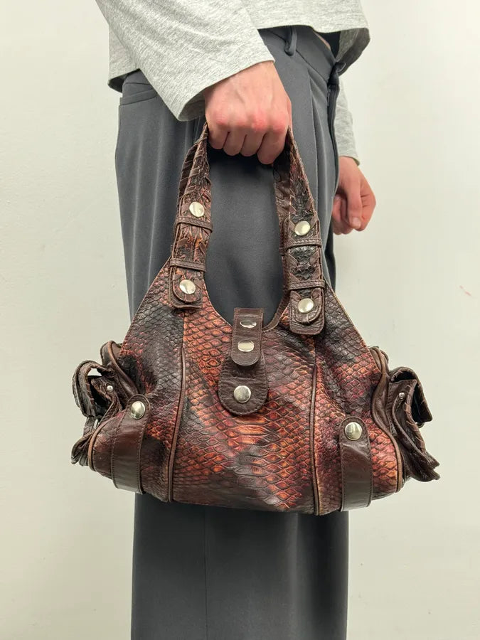 Chloé Red Burgundy Python Leather Silverado Handle Bag GhfUYLh 1