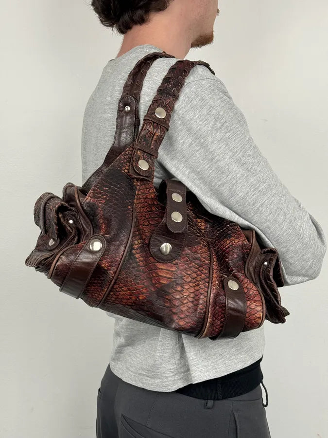 Chloé Red Burgundy Python Leather Silverado Handle Bag GhfUYLh 2