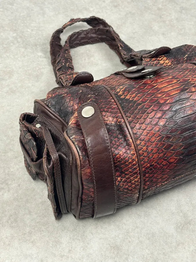 Chloé Red Burgundy Python Leather Silverado Handle Bag GhfUYLh 4