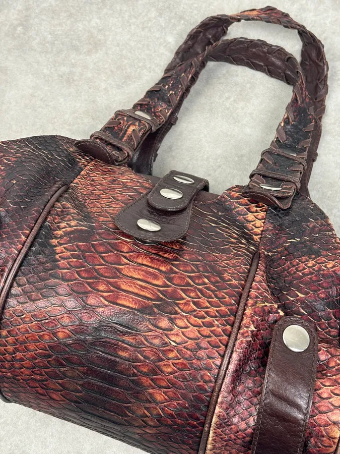 Chloé Red Burgundy Python Leather Silverado Handle Bag GhfUYLh 7