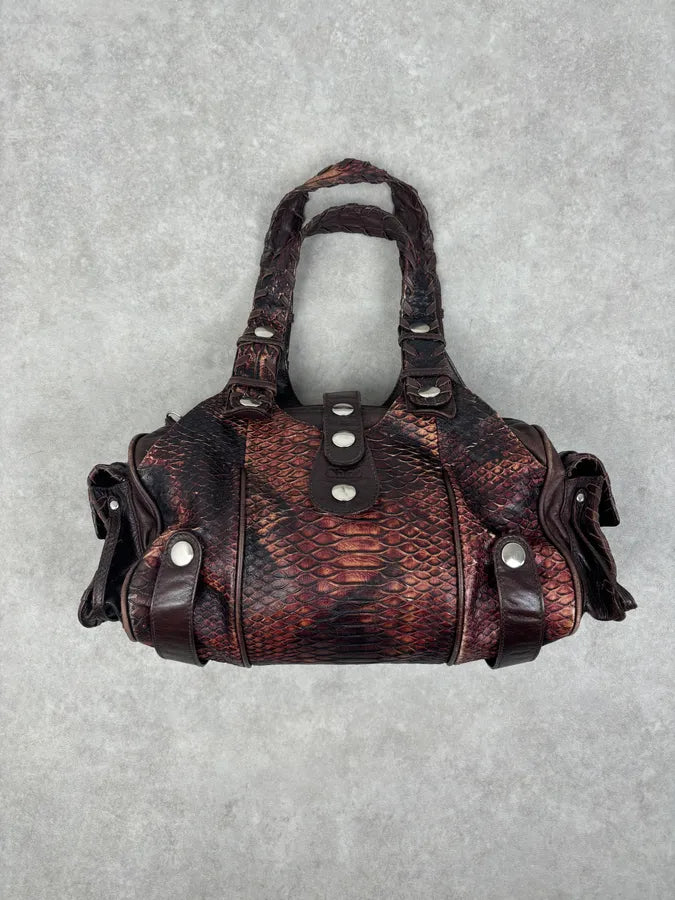 Chloé Red Burgundy Python Leather Silverado Handle Bag GhfUYLh 3