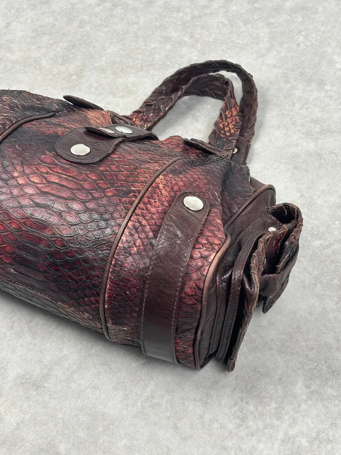 Chloé Red Burgundy Python Leather Silverado Handle Bag GhfUYLh 10