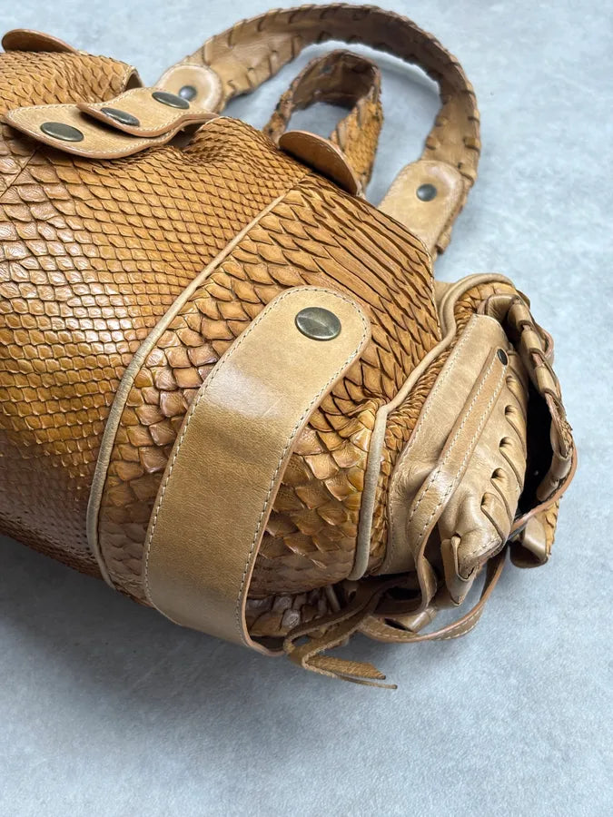 Chloé Camel Python Leather Silverado Handle Bag tuQLYip 12