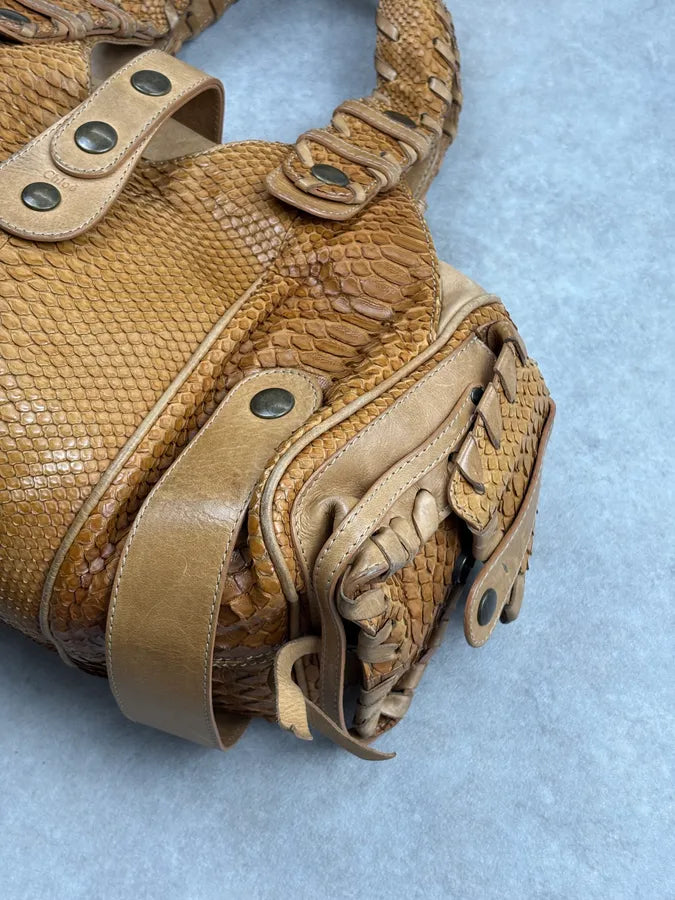 Chloé Camel Python Leather Silverado Handle Bag tuQLYip 4