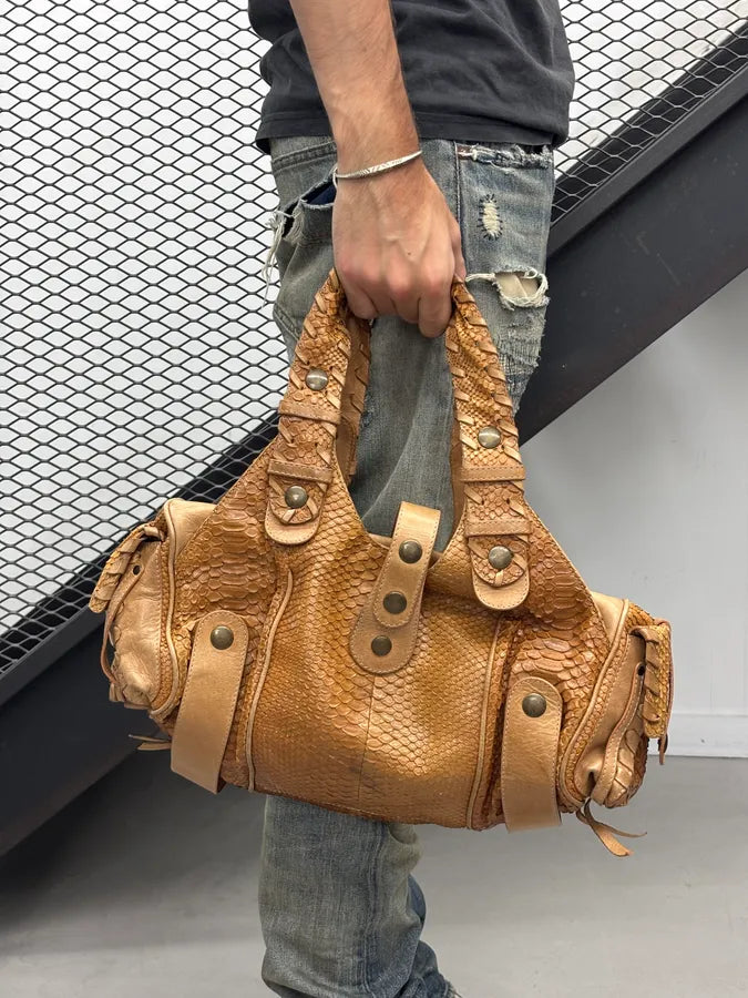 Chloé Camel Python Leather Silverado Handle Bag tuQLYip 2