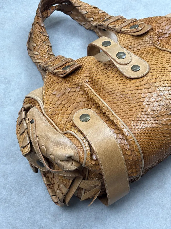 Chloé Camel Python Leather Silverado Handle Bag tuQLYip 5