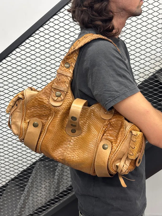 Chloé Camel Python Leather Silverado Handle Bag tuQLYip 1