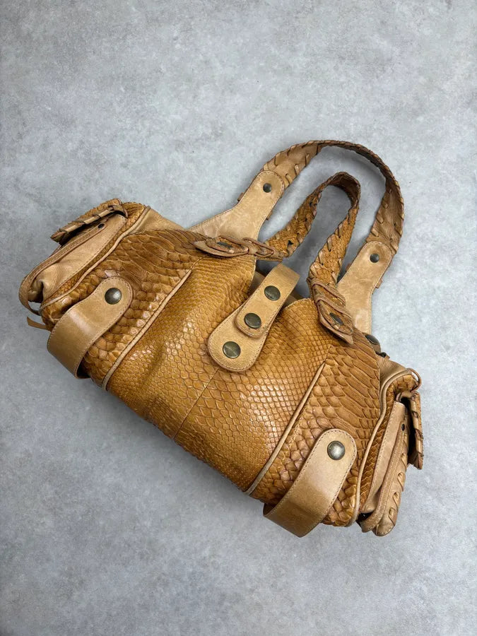 Chloé Camel Python Leather Silverado Handle Bag tuQLYip 11